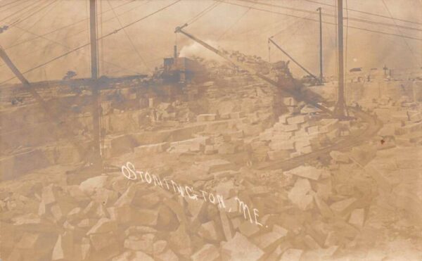 Stonington Maine Granite Quarry Scene Real Photo Vintage Postcard AA84483