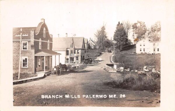 Palermo Maine Branch Mills Street Scene Real Photo Postcard AA84493
