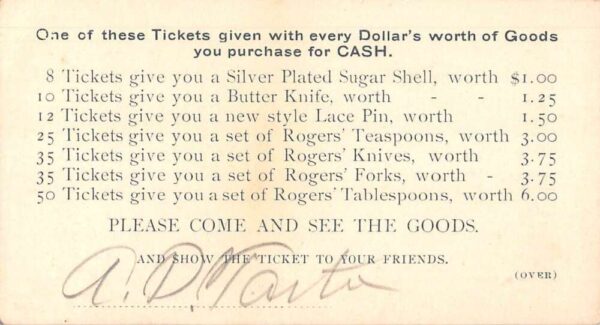 Los Gatos California AP Tarter Jeweler Ad Coupon Ticket Trade Card AA84505 - Image 2