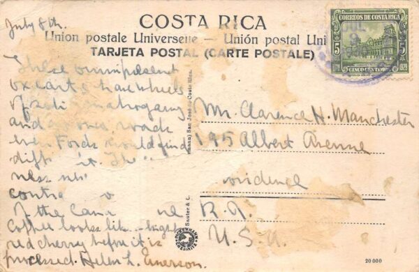 Costa Rica Ox Cart Transporting Coffee Vintage Postcard AA84527 - Image 2