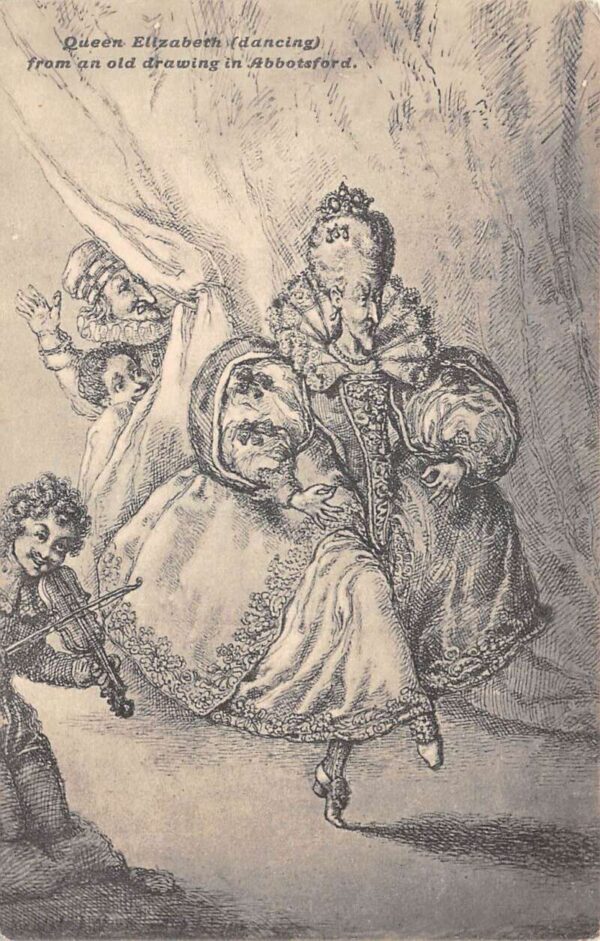 Queen Elizabeth I Dancing Violin Player Vintage Postcard AA84532