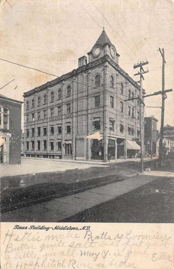 Middletown New York Times Building and Street Scene Vintage Postcard AA84540