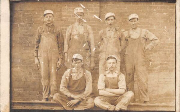 Painters Workers by Brick Wall Real Photo Vintage Postcard AA84545