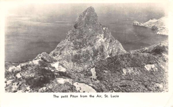 St Lucia Petit Piton Mountain Aerial View Real Photo Vintage Postcard AA84560
