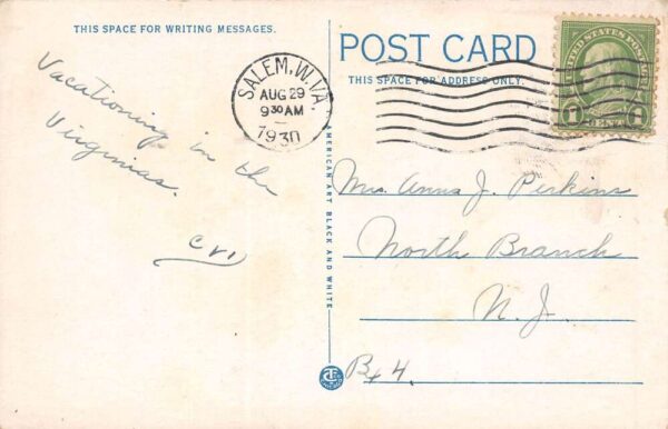 Salem West Virginia Salem College, White Border, Vintage Postcard U18724 - Image 2