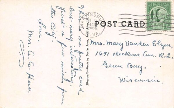Martinsburg West Virginia Where The Water Runs Up Hill, Vintage Postcard U18729 - Image 2