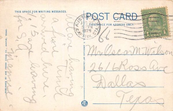 Austin Texas Main Bldg., University Of Texas, White Border, Vintage PC U18741 - Image 2