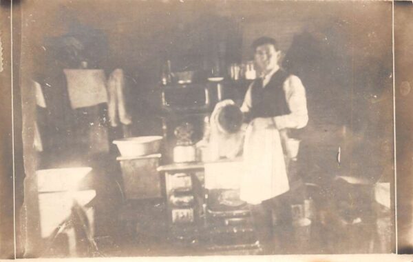 Bigpool Maryland Chef in Kitchen Washing Pan Real Photo Vintage Postcard AA84669