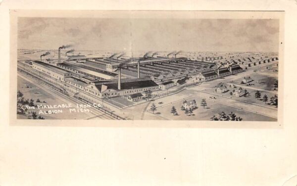 Albion Michigan Malleable Iron Co Factory Real Photo Vintage Postcard AA84670
