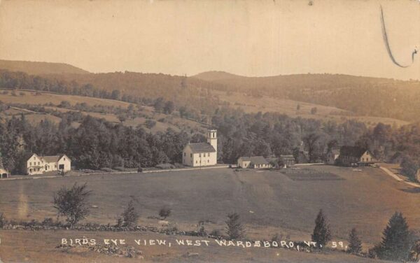 West Wardsboro Vermont Church Birds Eye View Real Photo Postcard AA84676
