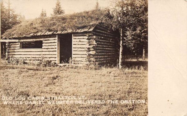 Stratton Vermont Old Log Cabin Daniel Webster Real Photo Postcard AA84681