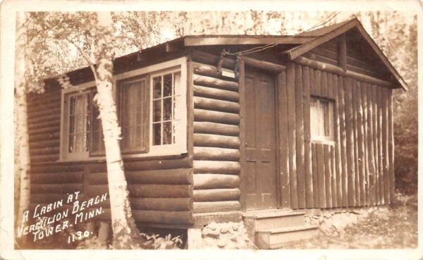 Tower Minnesota Vermilion Beach Cabin Real Photo Postcard AA84698