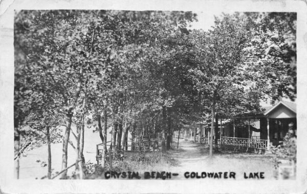 Coldwater Lake Michigan Crystal Beach and Cabins Real Photo Postcard AA84700