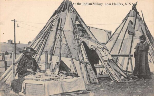 Halifax Nova Scotia Canada Indian Village Tee Pees Vintage Postcard AA84710