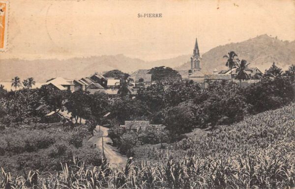 St Pierre Martinique Birds Eye View Vintage Postcard AA84726