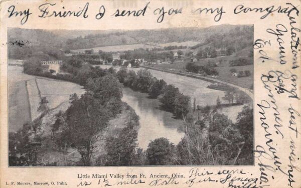 Oregonia Ohio Little Miami Valley From Fort Ancient, Vintage Postcard U18900