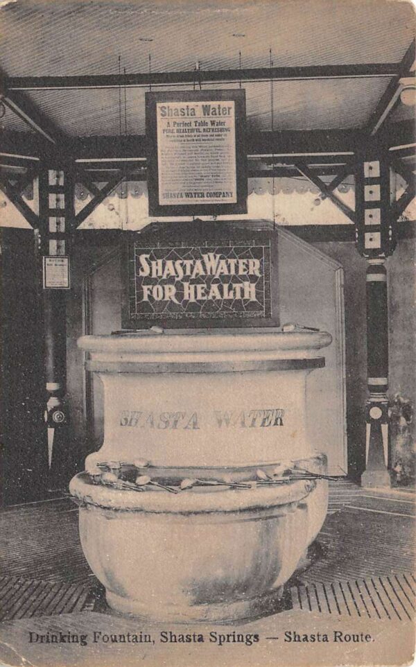 Shasta Springs California Drinking Fountain, Shasta Route, Vintage PC U18910
