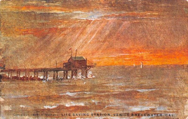 Venice California Life Saving Station, Venice Breakwater, Vintage PC U18921