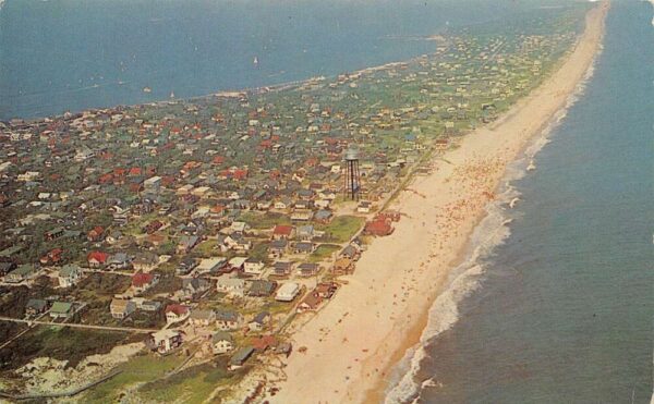 Fire Island New York Ocean Beach, Aerial View, Chrome, Vintage Postcard U18932