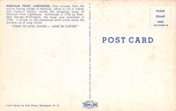 Long Island New York Montauk Point Lighthouse, Chrome, Vintage Postcard U18937 - Image 2