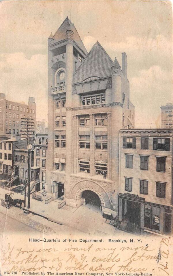 Brooklyn New York Fire Department Headquarters, Undivided Back, Postcard U18941
