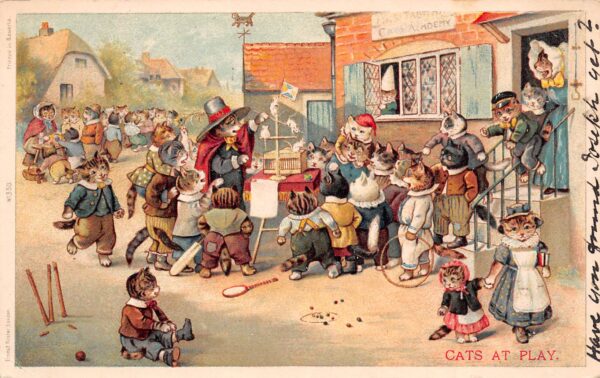 Cats at Play, Artist Signed Ernest Nister, Undivided Back, Vintage PC U18966