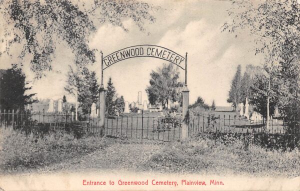 Plainview Minnesota Greenwood Cemetery, Entrance, Undivided Back, PC U18993