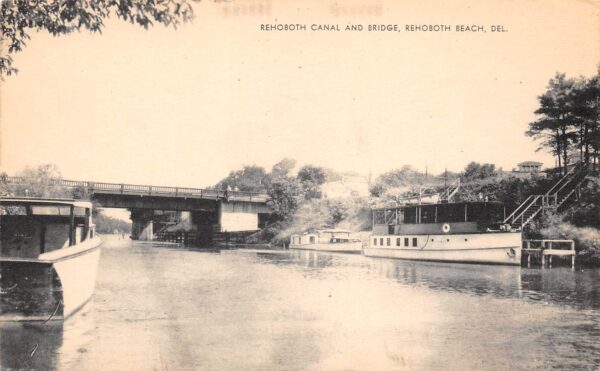 Rehoboth Beach Delaware Rehoboth Canal & Bridge, B/W Lithograph, PC U19009