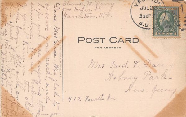 Yankton South Dakota Third Street, Sky Tinted Vintage Postcard U19013 - Image 2