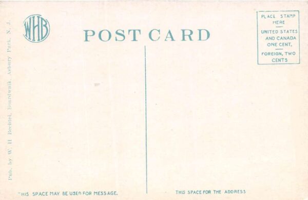 Asbury Park New Jersey Interior Of Natatorium, Color Lithograph Postcard U19021 - Image 2