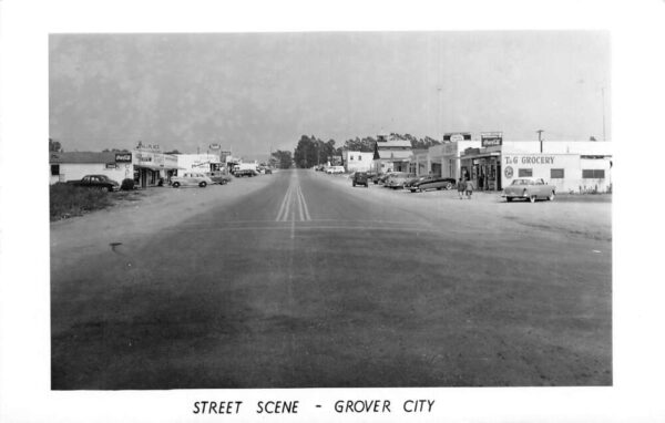 Grover City California Street Scene Coke Sign Real Photo Postcard AA84785