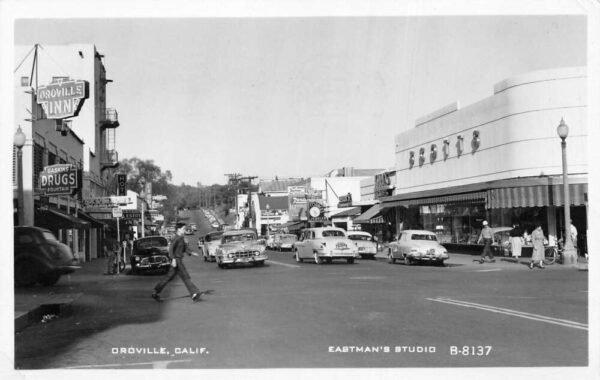 Oroville California Drug Store Business District Real Photo Postcard AA84794