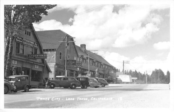 Lake Tahoe California Tahoe City Street Scene Real Photo Postcard AA84797