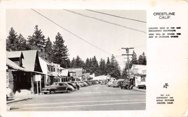 Crestline California Business District Real Photo Vintage Postcard AA84801