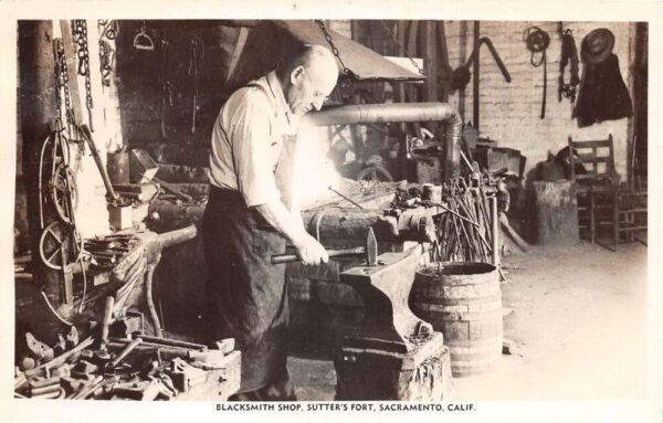 Sacramento California Sutter's Fort Blacksmith Shop Real Photo Postcard AA84805