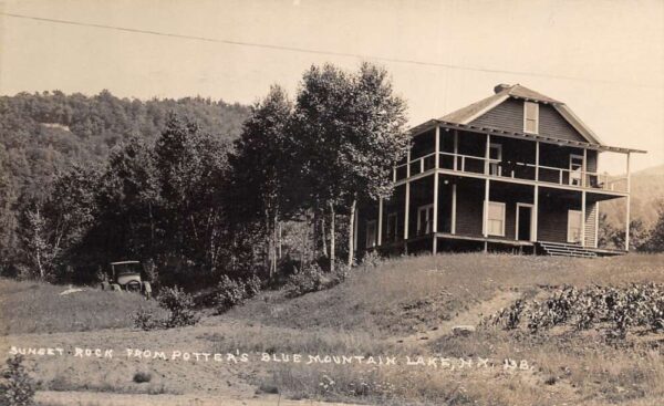 Potters Blue Mountain Lake New Hampshire Sunset Rock Real Photo PC AA84814