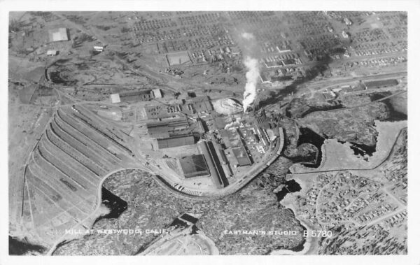 Westwood California Mill Aerial View Real Photo Vintage Postcard AA84825