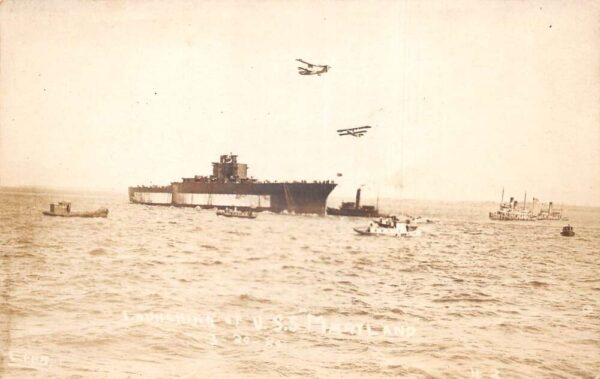 Military Navy Ships Launching of USS Maryland Airplanes Real Photo PC AA84832