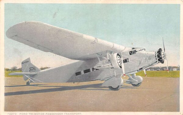 Ford Trimotor Passenger Airplane Detroit Phostint Vintage Postcard AA84833