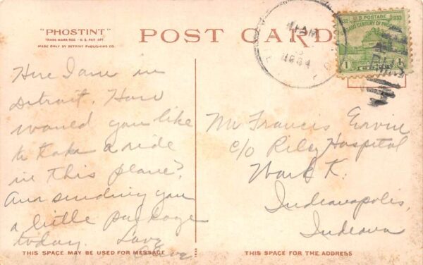 Ford Trimotor Passenger Airplane Detroit Phostint Vintage Postcard AA84833 - Image 2