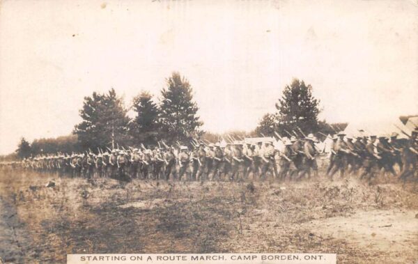 Camp Borden Ontario Canada Starting on a Route March Real Photo PC AA84837