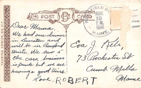 Bamforth's "Touring Comics No. 317" Poor Circus Scene, Vintage Postcard U19139 - Image 2
