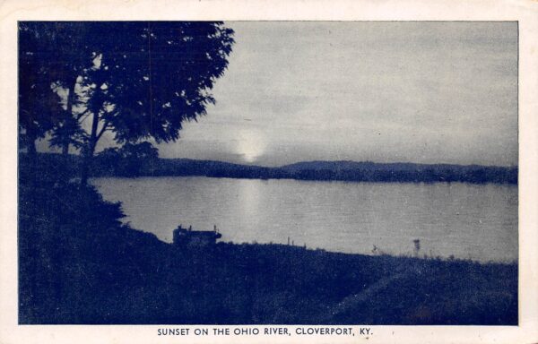 Cloverport Kentucky Sunset On Ohio River, Chrome, Vintage Postcard U19162