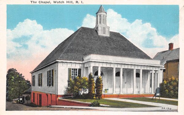 Watch Hill Rhode Island The Chapel, White Border, Vintage Postcard U19171
