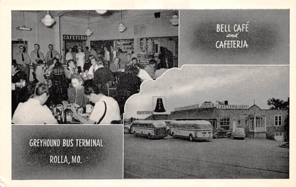 Rolla Missouri Bell Cafeteria & Greyhound Bus Terminal, Vintage PC U19184