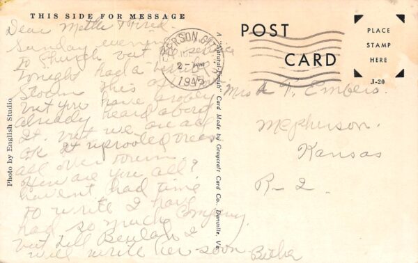 Osage Beach Missouri U.S. Army Camp, B/W Photo Print Vintage Postcard U19185 - Image 2
