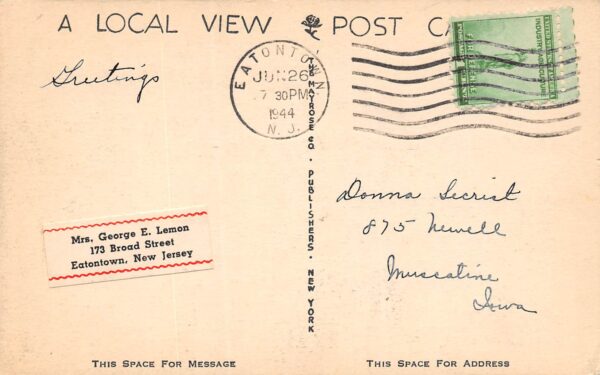 Hammonton New Jersey Kessler Factory, B/W Photo Print Vintage Postcard U19190 - Image 2