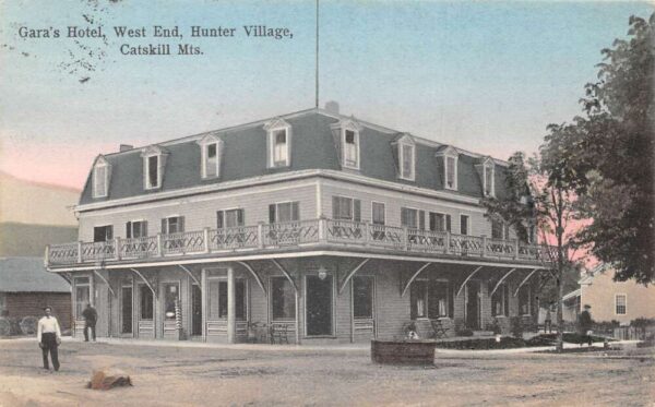 Hunter Village New York Catskill Mts Gara's Hotel Vintage Postcard AA84914