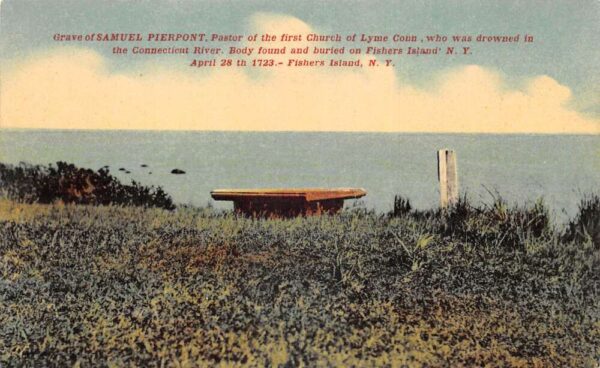 Fishers Island New York Grave of Samuel Pierpont Vintage Postcard AA84937