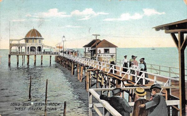 West Haven Connecticut Savin Rock Long Pier Ice Cream Vintage Postcard AA84943